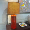 Large Italian Mid-Century Modern Orange Art Pottery Table Lamp