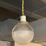 Early 20th Century Industrial Frosted Holophane Globe Pendant Light