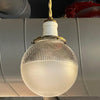 Early 20th Century Industrial Frosted Holophane Globe Pendant Light