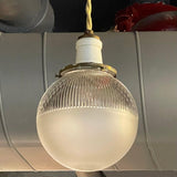 Early 20th Century Industrial Frosted Holophane Globe Pendant Light