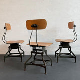 Set Of Three Industrial Adjustable Shop Chairs By Toledo Metal Furniture Co.