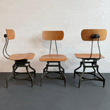 Set Of Three Industrial Adjustable Shop Chairs By Toledo Metal Furniture Co.