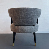 Mid-Century Modern Upholstered Barrel Back Accent Chair