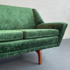 Scandinavian Modern Green Velvet Upholstered Sofa