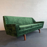 Scandinavian Modern Green Velvet Upholstered Sofa