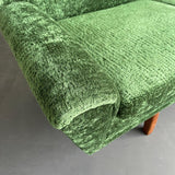 Scandinavian Modern Green Velvet Upholstered Sofa