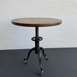 Industrial Oak And Cast Iron Adjustable Cafe Table