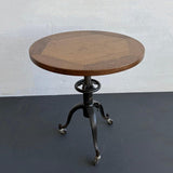 Industrial Oak And Cast Iron Adjustable Cafe Table