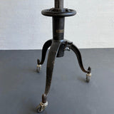 Industrial Oak And Cast Iron Adjustable Cafe Table