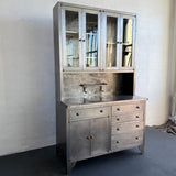 Large Industrial Brushed Steel Apothecary Hoosier Cabinet