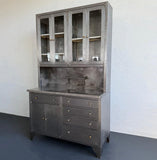 Large Industrial Brushed Steel Apothecary Hoosier Cabinet