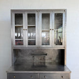 Large Industrial Brushed Steel Apothecary Hoosier Cabinet