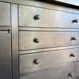 Large Industrial Brushed Steel Apothecary Hoosier Cabinet