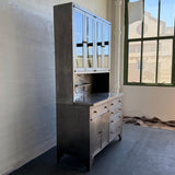 Large Industrial Brushed Steel Apothecary Hoosier Cabinet