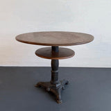 Antique Oak And Cast Iron Round Speakeasy Pub Table