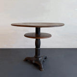 Antique Oak And Cast Iron Round Speakeasy Pub Table