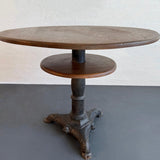 Antique Oak And Cast Iron Round Speakeasy Pub Table