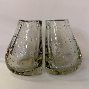 Mid-Century Modern Bullicante Glass Bookend Vases By Carl Erikson