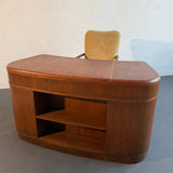 Art Deco Curved Mahogany Leather Top Executive Desk