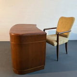 Art Deco Curved Mahogany Leather Top Executive Desk