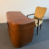 Art Deco Curved Mahogany Leather Top Executive Desk