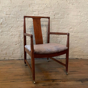 Danish Modern Walnut Teak Rolling Armchair For John Stuart