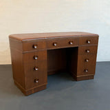 Art Deco Curved Mahogany Leather Top Executive Desk