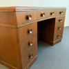 Art Deco Curved Mahogany Leather Top Executive Desk