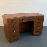 Art Deco Curved Mahogany Leather Top Executive Desk