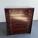 High-Boy Dresser With Nickel X-Shaped Pulls By Paul Frankl For Johnson Furniture