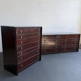 Low-Boy Dresser With Nickel X-Shaped Pulls By Paul Frankl For Johnson Furniture