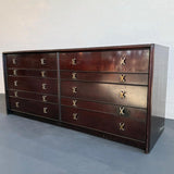 Low-Boy Dresser With Nickel X-Shaped Pulls By Paul Frankl For Johnson Furniture