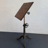 Antique Industrial Adjustable Cast Iron Drawing Easel Table