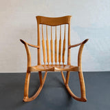 Artisan-Made Spindle Back Rocking Chair In The Style Of Sam Maloof