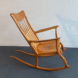 Artisan-Made Spindle Back Rocking Chair In The Style Of Sam Maloof