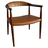 Danish Modern Rosewood Leather Chair After Hans J. Wegner