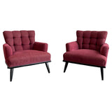 Hollywood Regency Upholstered Walnut Lounge Armchairs