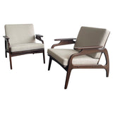 Adrian Pearsall Style Mid-Century Modern Sculptural Walnut Lounge Chairs