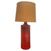 Large Italian Mid-Century Modern Orange Art Pottery Table Lamp