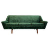 Scandinavian Modern Green Velvet Upholstered Sofa