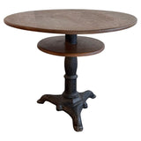 Antique Oak And Cast Iron Round Speakeasy Pub Table