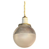 Early 20th Century Industrial Frosted Holophane Globe Pendant Light