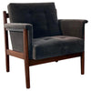 Mid-Century Modern Walnut And Chenille Upholstered Lounge Chair