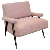 Mid-Century Modern Bouclé Upholstered Maple Lounge Chair