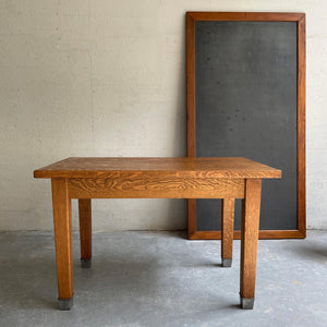 Industrial Tiger Oak Library Table