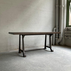 Industrial Ebonized Maple Console Work Table