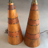 Craftsman Oak And Leather Lamps