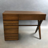 Mid-Century Modern Mahogany X-Base Pedestal Desk