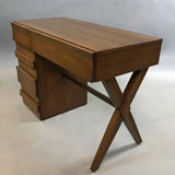 Mid-Century Modern Mahogany X-Base Pedestal Desk