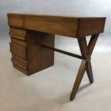 Mid-Century Modern Mahogany X-Base Pedestal Desk